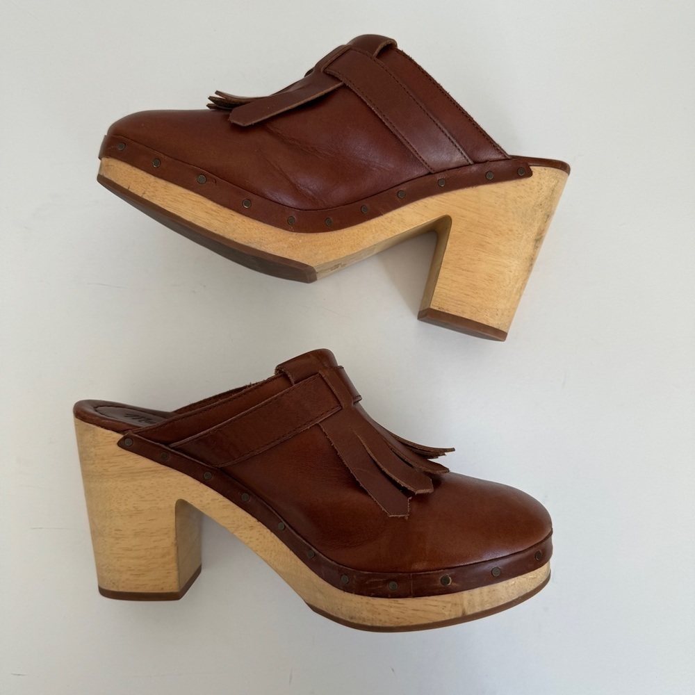 Madewell Womens Y2K Retro Classic Clog With Fringe Brown Leather Size 8.5 - Picture 6 of 9